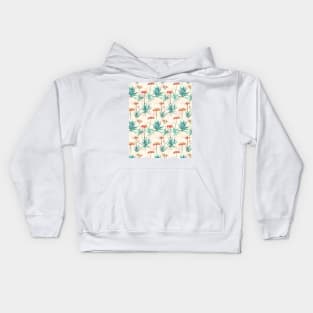 Flowering Succulent Pattern in Cream, Coral and Green Kids Hoodie